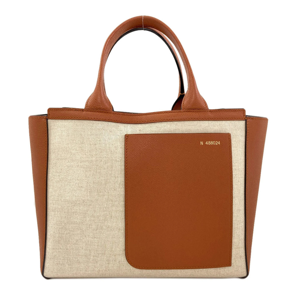 Valextra Shopping Bag Tote Canvas/Calfskin Women's